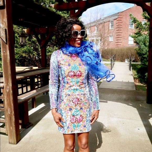 Fab  elegant multi color sequin mini dress S-M - Picture 1 of 8